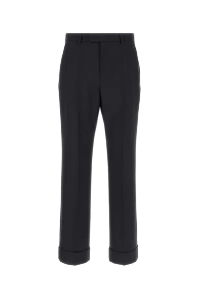 Valentino Garavani Navy Blue Wool Pant In Black