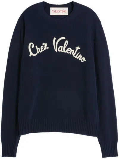 Valentino Garavani Navy Blue Wool Sweater