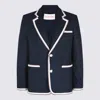 Valentino Blue Jersey Blazer With Torchon Piping