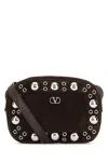 Valentino Garavani  Nellcôte Bag Brown In Suede With Studs And Rivets