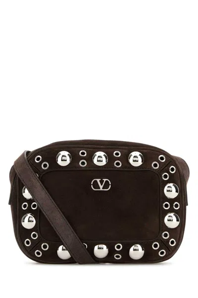 Valentino Garavani  Nellcôte Bag Brown In Suede With Studs And Rivets