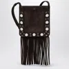 Valentino Nellcôte Brown Suede Bag With Fringes And Studs