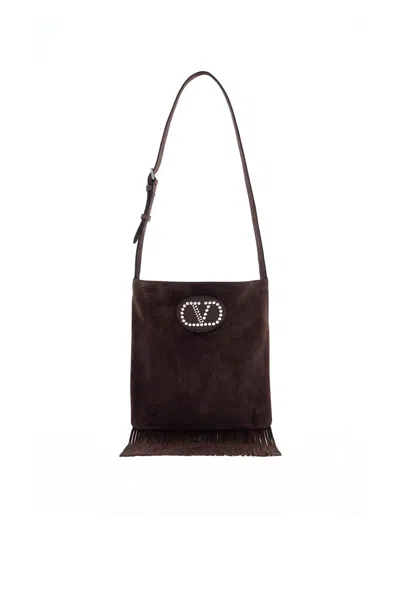 Valentino Garavani Nellcôte Dark Brown Suede Bag