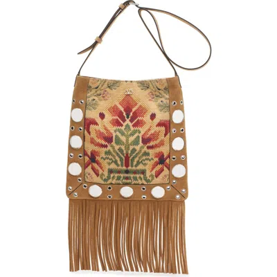 Valentino Garavani Nellcôte Embroidered Fringe Stud Crossbody Bag In Multi