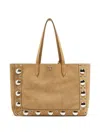 Valentino Nellcote Large Suede Leather Tote In Beige