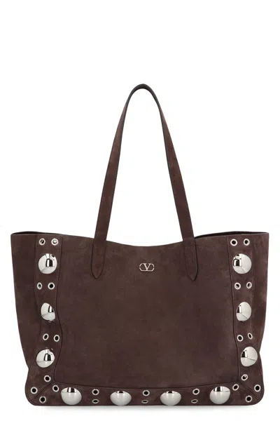 Valentino Garavani Nellcôte Media Tote Bag In Brown