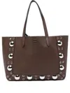 Valentino Medium Leather Tote With Eyelet And Studs