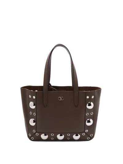Valentino Garavani `nellcote` Medium Tote In Brown