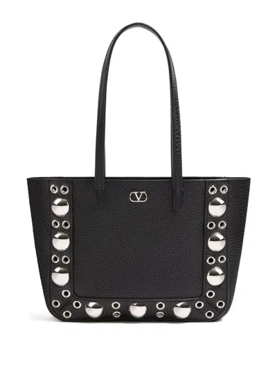 Valentino Garavani Nellcote Mini Leather Tote Bag In Black