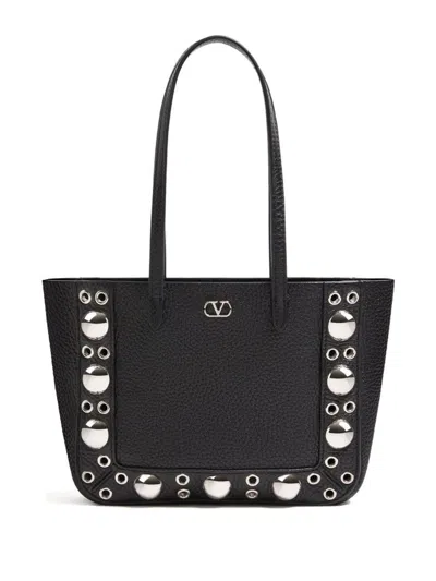 Valentino Garavani Nellcote Mini Leather Tote Bag In Black