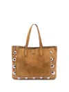 Valentino Garavani `nellcote` Multi Studs Logo Large Leather Tote In Brown