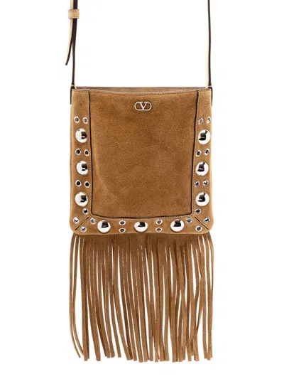 Valentino Garavani `nellcote` Multi Studs Logo Small Bag In Brown
