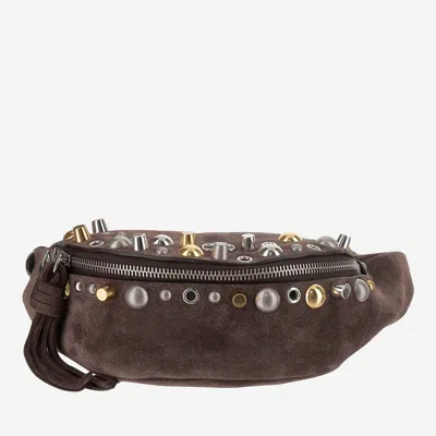 Valentino Garavani Nellcôte Pouch In Suede In Dark Brown