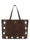 Valentino Suede Shoulder Bag With Maxi Metal Studs In Brown