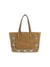 Valentino Eyelet-embellished Suede Tote Bag In Brown