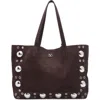 Valentino Circular Cutouts Studded Tote Bag In Brown