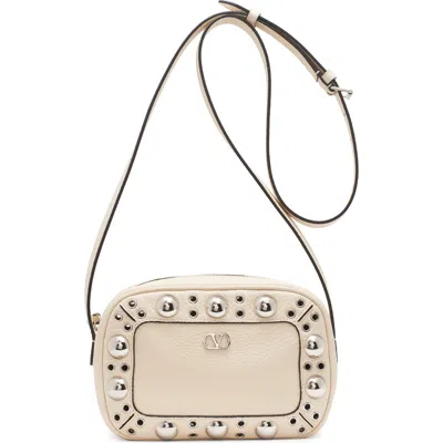 Valentino Garavani Nellcôte Studded Leather Crossbody Bag In White