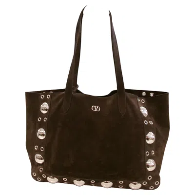 Pre-owned Valentino Garavani Nellcote Tote Brown Suede Bag - New