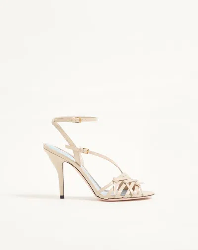 Valentino Garavani Nodine Kidskin Sandal 100mm Woman Butter 40 In Neutral