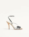 Valentino Garavani Nodine Sandal In Laminated Nappa 100mm Woman Gold/silver 40 In Multi