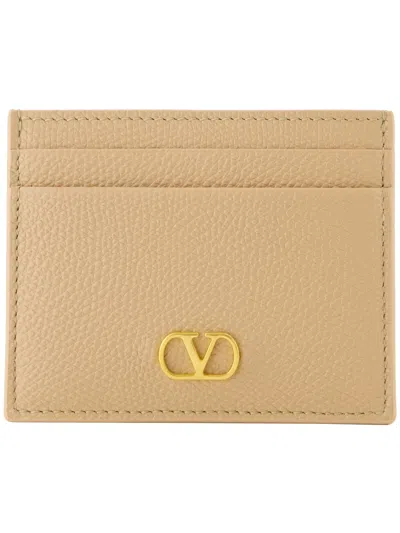 Valentino Garavani Nude Card Holder With Gold Logo