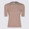 Valentino Crewneck Knitwear Embellished Keyhole Back In Pink