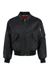 Valentino Nylon And Denim Bomber Jacket In Black