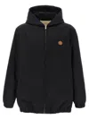 Valentino Garavani Nylon Hooded Jacket With Drawstring In Black