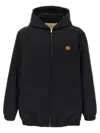 Valentino Garavani Nylon Hooded Jacket With Drawstring In Black