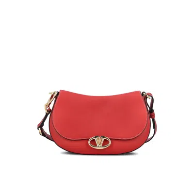 Valentino Garavani Ohval Foldover Top Shoulder Bag In Red