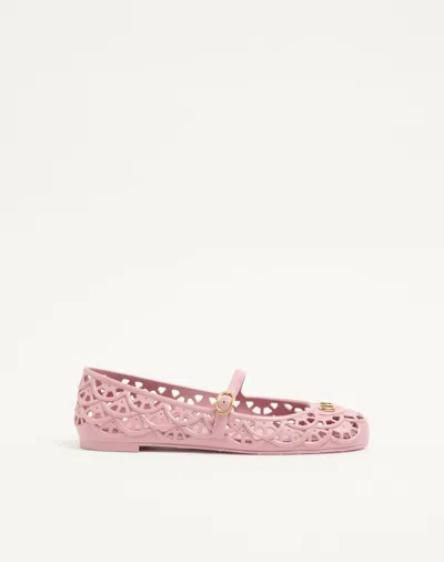 Valentino Garavani Ondette Rubber Ballerina With Scallop Pattern 05mm Woman Pink 39 In Multi