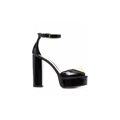 Valentino Garavani One Stud 120mm Patent Leather Sandals In Nero In Black