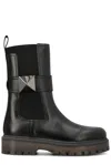 Valentino Garavani One Stud Beatle Round Toe Boots In Black