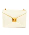 Valentino Garavani One Stud Foldover Top Shoulder Bag In White