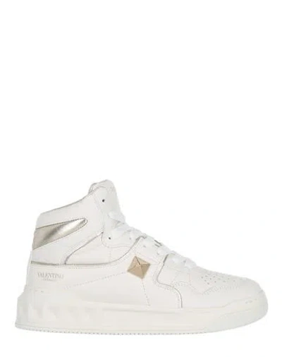 Valentino Garavani One Stud High-top Sneaker Woman Sneakers Multicolored Size 8 Tanned Leather In White