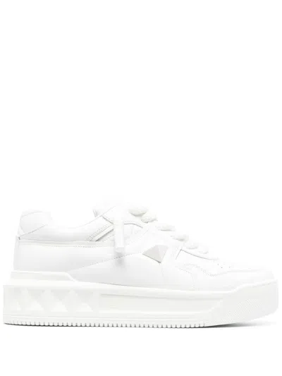 Valentino Garavani Nappa Leather Xl Sneakers With One Stud In White