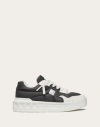 Valentino One Stud Xl Low-top Sneaker In Nappa Leather And Jacquard Toile Iconographe Technical Fabric In White/grey