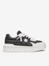 Valentino One Stud Xl Low-top Sneaker In Nappa Leather And Jacquard Toile Iconographe Technical Fabric