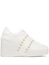Valentino Open Disco 85mm Wedge Sneakers In White