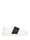 Valentino Blue Calf Leather Bos Taurus Low Top Sneakers In Black