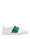 Valentino Garavani Contrast Calfskin Band Sneakers With Rubber Sole In White