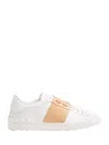 Valentino Open Sneakers In Leather With Contrast Colored Stripe And Stud Detail In Pink