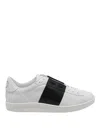 Valentino Garavani Minimalist Leather Sneakers With Contrasting Stripe Detail And Vlogo Signature In Blue