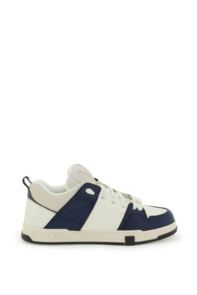 Valentino Garavani Open Skate White Sneakers In Leather And Fabric Man In Multi