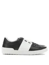 Valentino Garavani Open Leather Sneakers With Contrast Band And Stud Details Shoes In Black