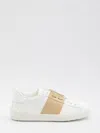 Valentino Open Sneakers In Leather With Contrast Colored Stripe And Stud Detail In White