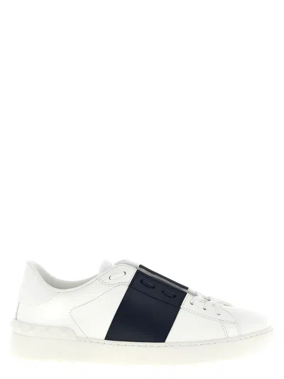 Valentino Garavani Open Leather Sneakers With Contrast Band And Stud Details Shoes In White