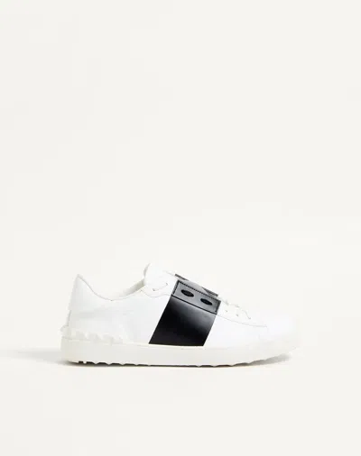 Valentino Garavani Open Leather Sneakers With Contrast Band And Stud Details Shoes In White