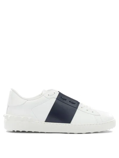 Valentino Garavani Open Leather Sneakers With Contrast Band And Stud Details Shoes In White