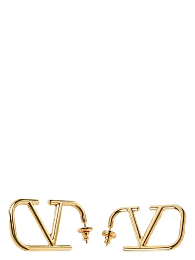 Valentino Garavani Open-hoop Vlogo Earrings In Gold